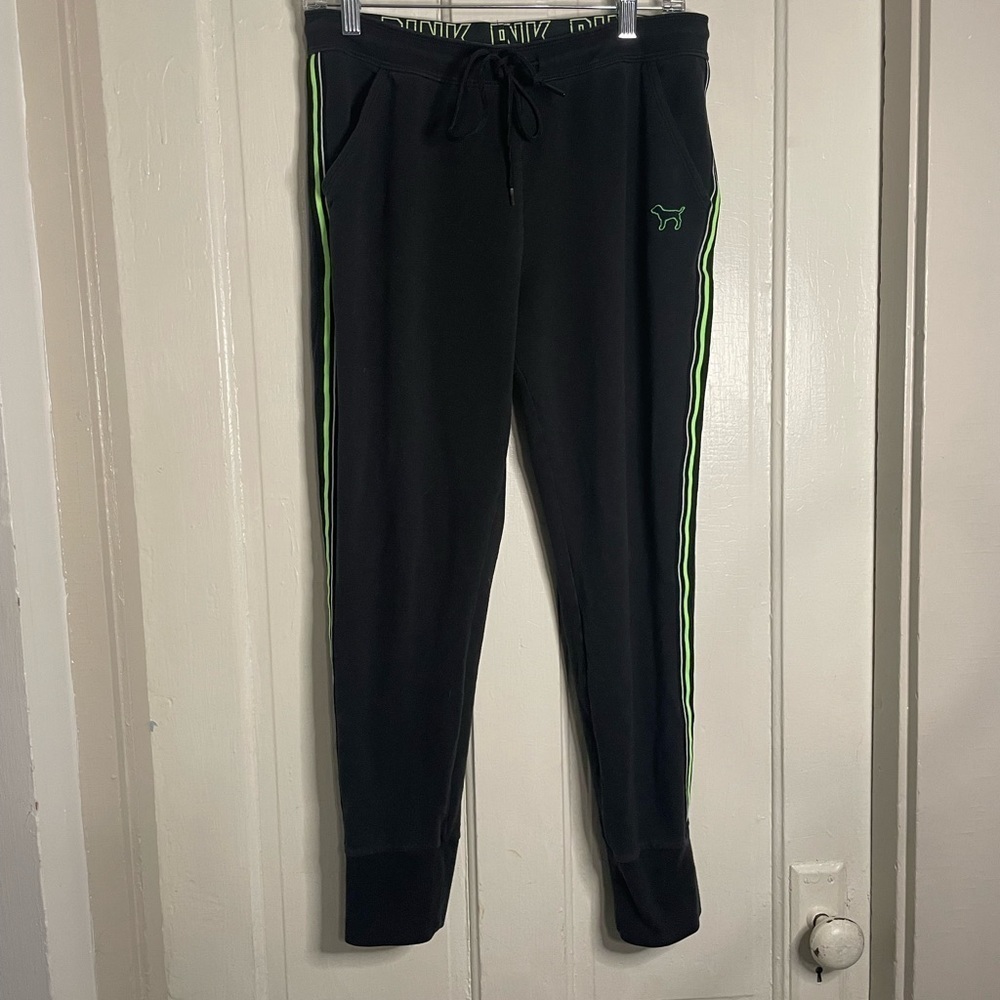 PINK by Victoria’s Secret Black Lounge Sweatpants Joggers With Dog Logo